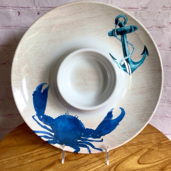 Nautical Blue Anchor and Crab Melamine Serveware Set - Picture 2 of 11